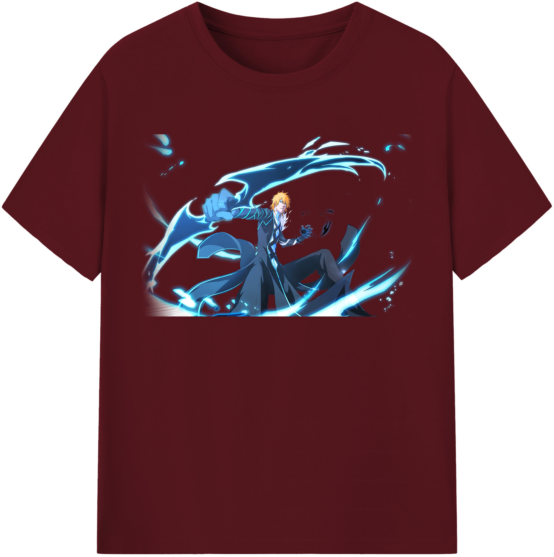 （画像用） ブリーチ 黒崎一護（くろさき いちご）BLEACH Kurosaki Ichigo 綿100％半袖Tシャツ（フロントプリント）